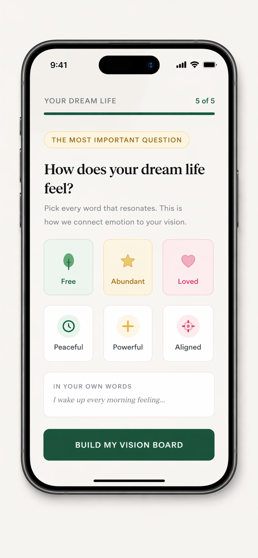Dreamt onboarding mockup
